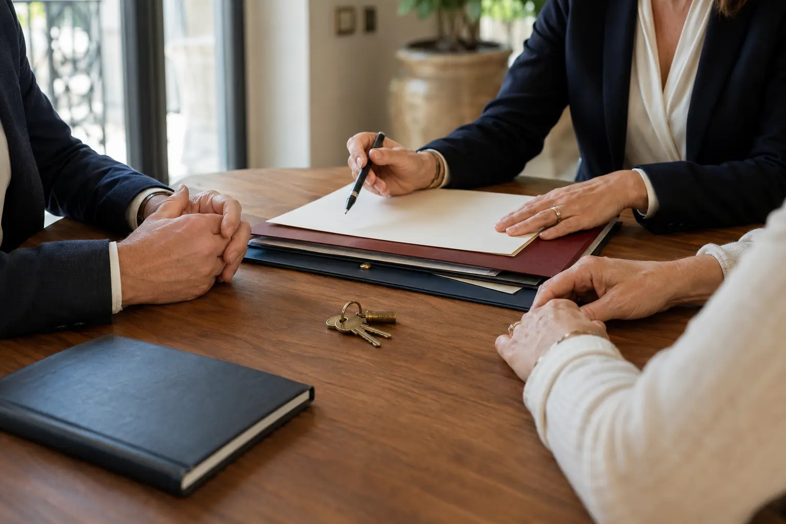 Avocate étudiant le dossier familial de sa cliente